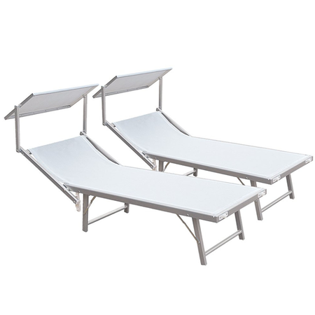 Lettino prendisole "Jesolo" in alluminio e texilene per piscina e giardino con tettuccio