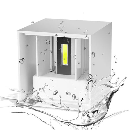 Applique A Led Faretto Cubo Lampada Da Parete Muro 12w Luce Doppia Ip65 Bianco
