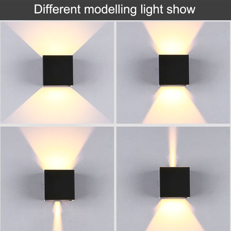 Applique A Led Faro Cubo Faretto Lampada Da Parete Muro 12w Doppia Luce Ip65