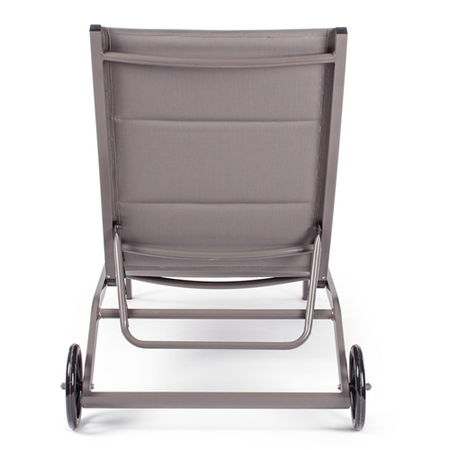 Lettino prendisole "Cleo" in alluminio effetto legno con ruote da giardino per esterno