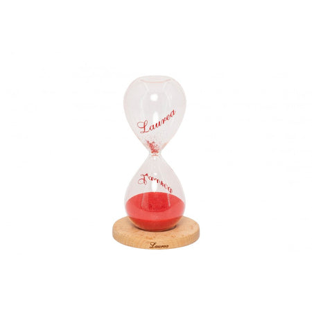 Bomboniera Clessidra Laurea Harmony – Vetro con Sabbia Rossa e Glitter 13,5 cm