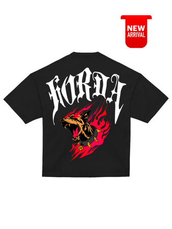 T-shirt nera 100% cotone Gotic Flame