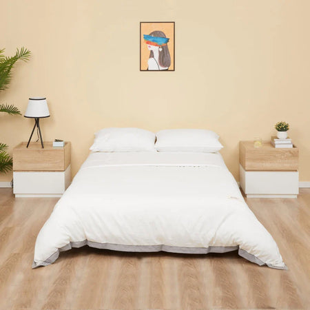 Comodino con 2 Cassetti in Legno, Design Moderno e Impilabile, 50x40x47.5cm AS3831-476NDAS3