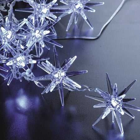Catena luminosa con 20 stelle trasparenti luce fredda per uso interno 3,5 mt