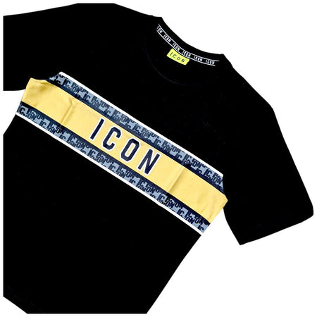 ICON t-shirt nera fascia stampata ICUS2S5T051 T-shirt ICON