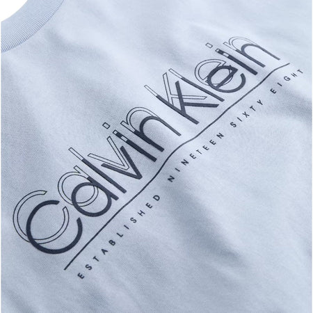 Calvin Klein t-shirt celeste doppio logo K10K114149DWE T-shirt Calvin Klein