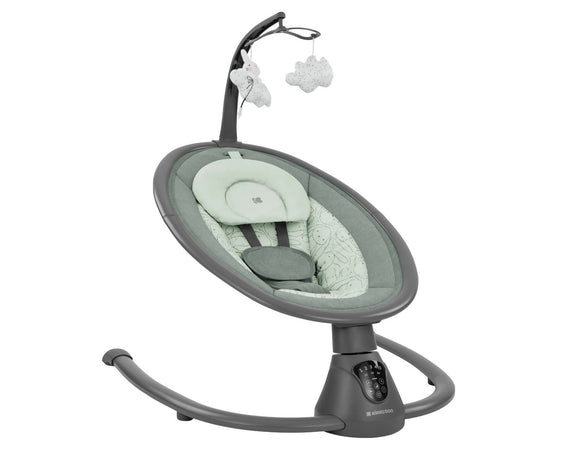 KIKKABOO Sdraietta Dondolo Elettrica Side to Side Swing Twiddle - colore MINT - verde menta - Altalena Musicale per Neonati, Sedia a Dondolo con Telecomando, rilassante, calmante