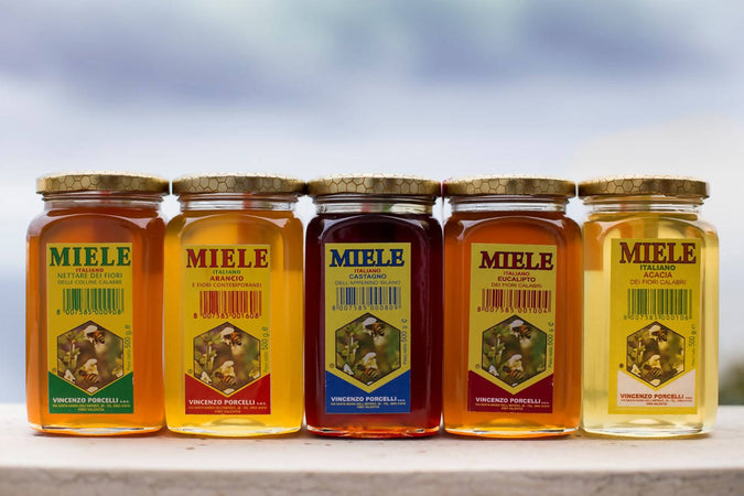 4x Box contenente 4 Pz di Miele Italiano di altissima qualità nei gusti ARANCIO, EUCALIPTO, CASTAGNO E MILLEFIORI. C.B.C.
