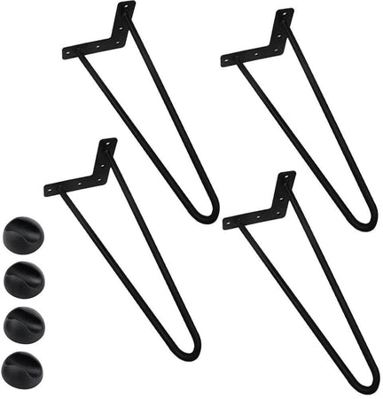 4x Gambe Piedi Tavolo Tavolino Panca Sedia 45cm Metallo Design Moderno Nero