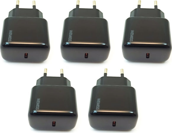 5 Pezzi Caricatore Rapido USB type C 20W Universale PD 3.0 per i Phone 12, 12 Mini, 12 Pro Max,11,11pro,XS,XR,8 Plus,Pad Pro,Air,Galaxy S21 e altri modelli