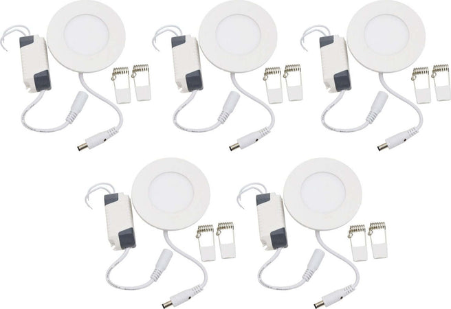 5 pz Luci da incasso Faretti LED 3W 6000K Pannello Rotondo Ultra Sottile Bianco freddo Diametro 85mm