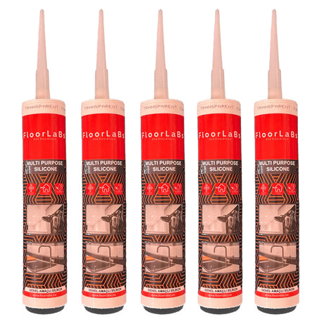 5 boccette da 280gr di Silicone Trasparente acetico universale multiuso antimuffa ad elasticità permanente Floorlabs