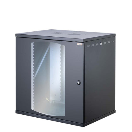 Armadio Rack 19'' a Muro 13U P 600mm L 800mm Porta Vetro Nero