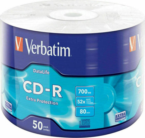 50 CD-R VERBATIM 100% Vergini Vuoti 52X 700Mb Per Audio 80 Min ORIGINALI Elettronica/Informatica/Accessori/Supporti vergini/DVD-R Zencoccostore - Formia, Commerciovirtuoso.it