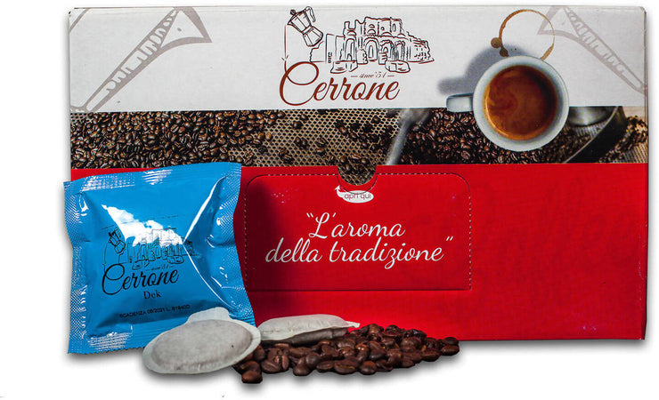 50 Cialde Caffè DEK compatibili ESE 44mm Miscela Forte 100% Arabica Decaffeinato Caffe Cerrone Since '51 7,7 gr box 150pz