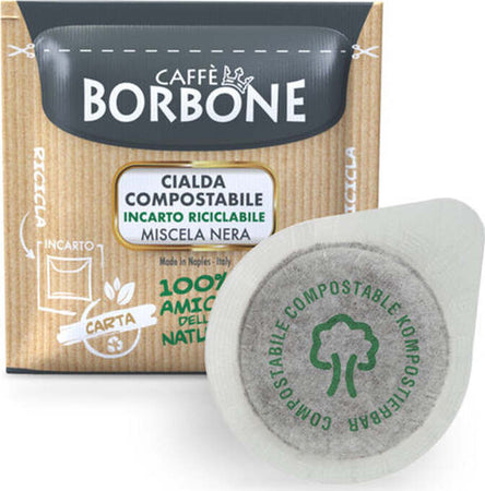 50-Cialde-Compostabili,-Miscela-Nera,-ESE-44mm,-Caffè-Borbone