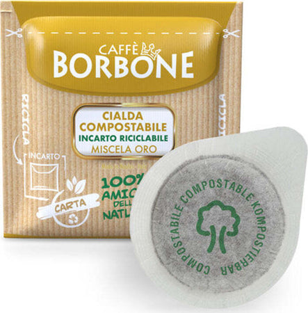50-Cialde-Compostabili,-Miscela-Oro,-ESE-44mm,-Caffè-Borbone