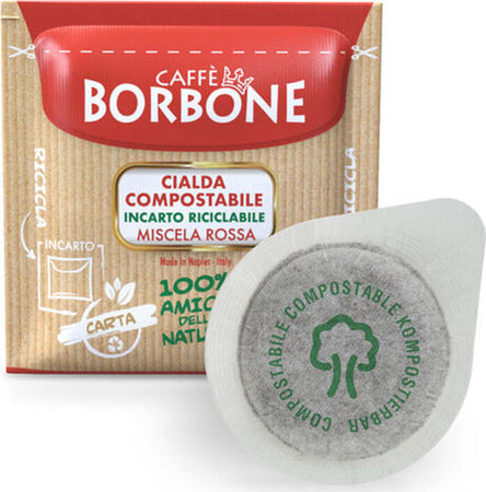 50-Cialde-Compostabili,-Miscela-Rossa,-ESE-44mm,-Caffè-Borbone
