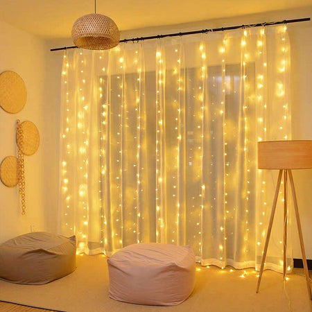 Tenda Natalizia Luminosa 300 LED Alimentazione USB e Telecomando
