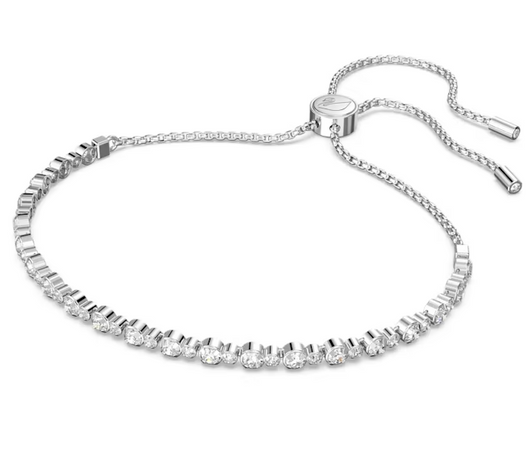 SWAROVSKI - Braccialetto Subtle Trilogy Taglio tondo, Bianco, Placcato rodio