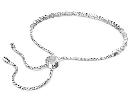 SWAROVSKI - Braccialetto Subtle Trilogy Taglio tondo, Bianco, Placcato rodio