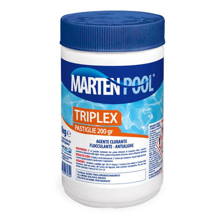 Kit di manutenzione per pulizia piscina kg 1 tris pastiglie antialghe cloro con dispenser e test piscine