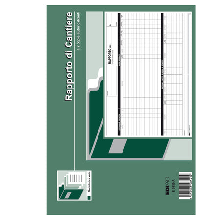 Blocco Rapporto Di Cantiere 50/50 Fogli Autoric. 21X30 E5859A