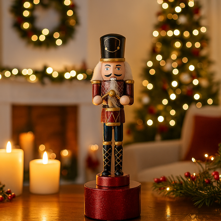 Soldatino schiaccianoci con carillon per decorazioni natalizie 22 cm