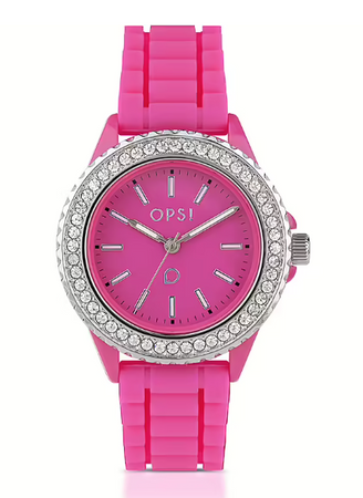 Ops Object - Orologio BRILLIANT con cinturino in silicone fucsia