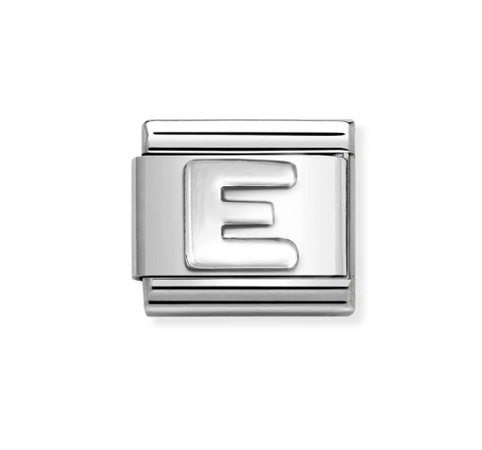 NOMINATION - LINK COMPOSABLE CLASSIC LETTERA E IN ARGENTO