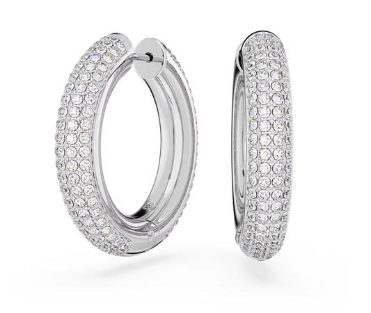 SWAROVSKI -  Orecchini a cerchio Dextera Medi, Bianchi, Placcato rodio