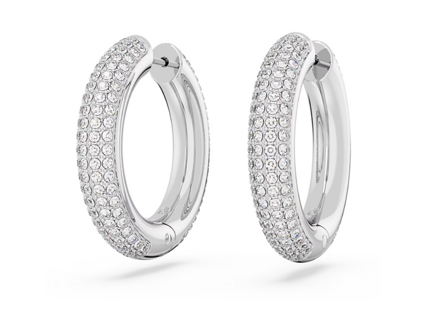 SWAROVSKI -  Orecchini a cerchio Dextera Medi, Bianchi, Placcato rodio