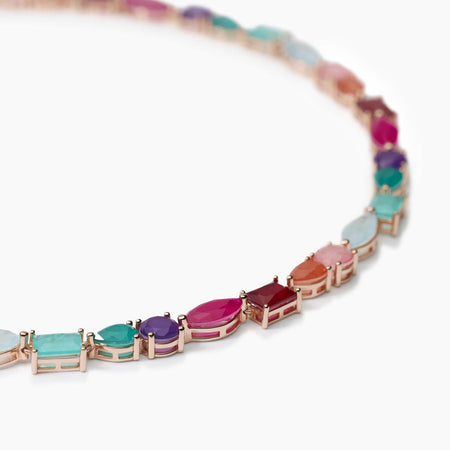 Mabina - Girocollo con fusion stone multicolor oro rosa SANTORINI