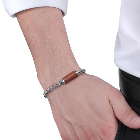 Bracciale MORELLATO uomo Mooby acciaio / pelle beige