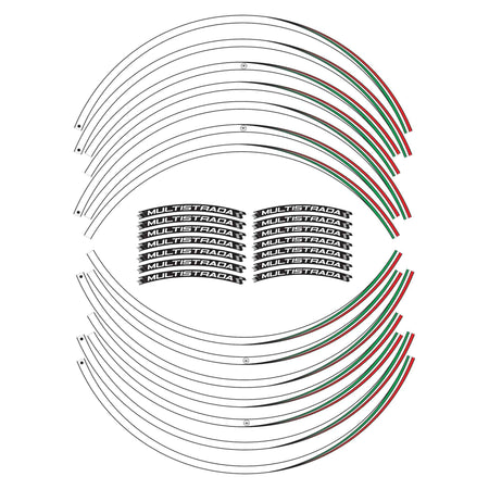 Kit strisce adesive cerchi ruote moto 17" compatibili con Ducati Multistrada