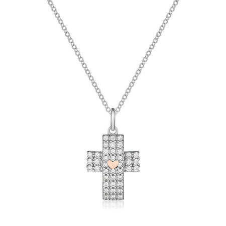ROBERTO GIANNOTTI - COLLANA CROCE IN ARGENTO CON CUORE