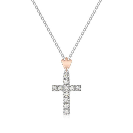 ROBERTO GIANNOTTI - COLLANA CROCE IN ARGENTO E ANGELO