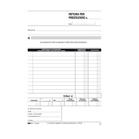Blocco Fatture Professionisti 50/50 Fogli Autor. 23X15 E5266A