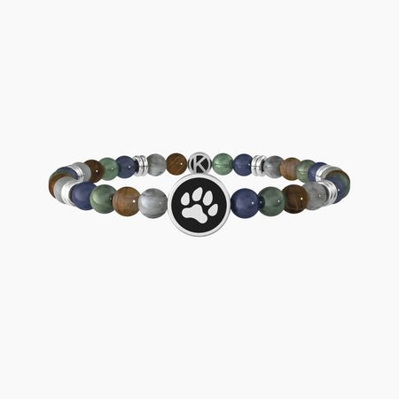 Kidult - Bracciale uomo in pietre multicolor con simbolo zampa - PETS | BEST FRIENDS