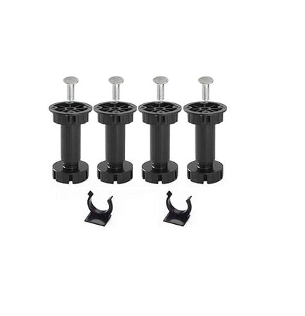KIT 4 PIEDI TONDI REGOLABILI CUCUNA CON VITI E CLIP BATTISCOPA H 120 MM
