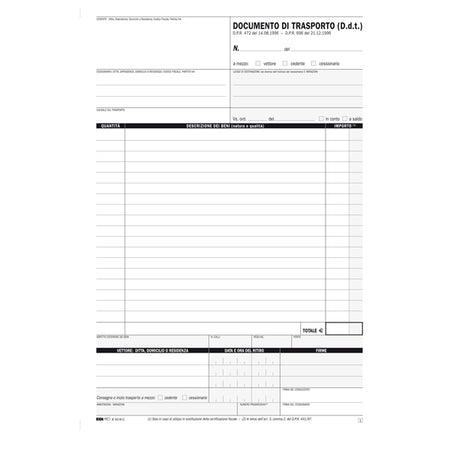 Blocco Ddt 29,7X21Cm 25Fg 4 Copie Autoricalcante E5218C Edipro