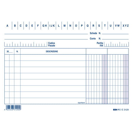 100 Schede 2 Colonne Orizzontale 10.5X15Cm E3129Bl Edipro