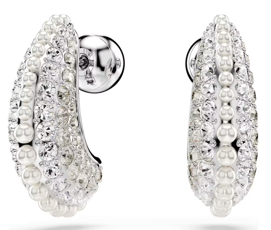 SWAROVSKI - Orecchini pendenti Sublima perla bianca placato rodio