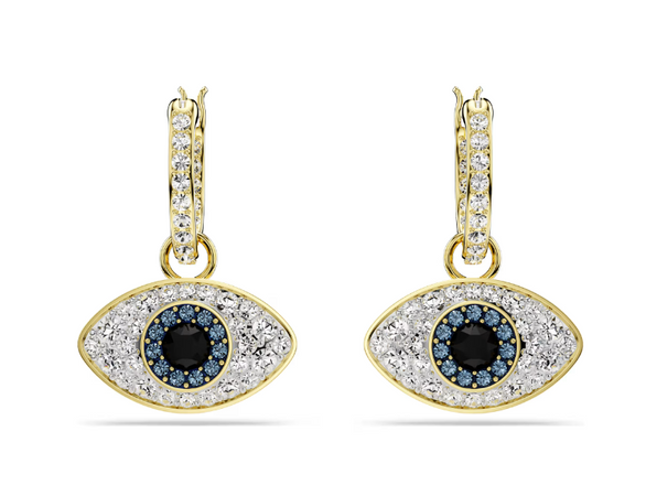 SWAROVSKI  - Orecchini pendenti Symbolica Evil eye, Blu, Placcato color oro