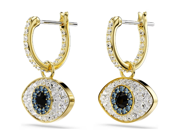 SWAROVSKI  - Orecchini pendenti Symbolica Evil eye, Blu, Placcato color oro
