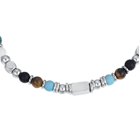 Luca Barra - Bracciale con pietre marrone occhio di tigre