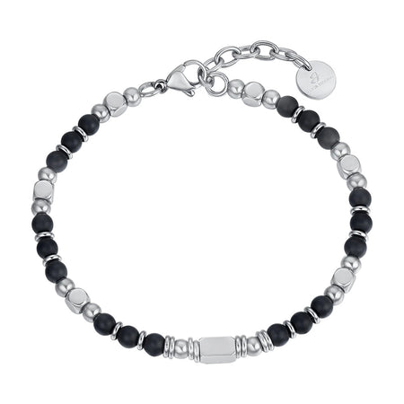 Luca Barra - Bracciale con pietre agata nere