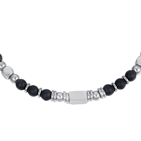 Luca Barra - Bracciale con pietre agata nere