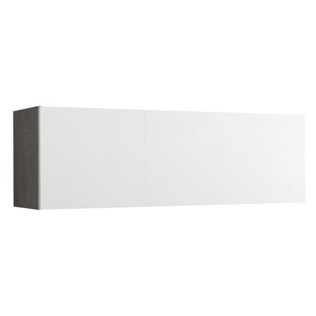 Pensile soggiorno orizzontale cemento con anta a ribalta bianco laccato 110 cm