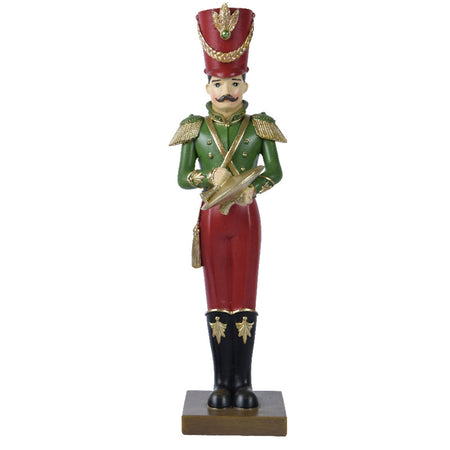 Statuetta decorativa "Soldatino" natalizio verde e rosso h 30,6 cm